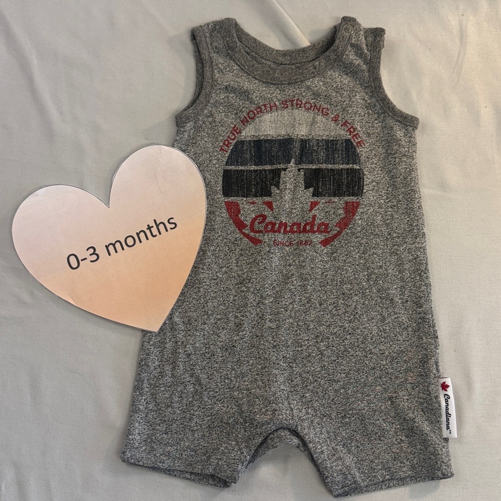 Canadiana- Gray Sleeveless Canada Romper